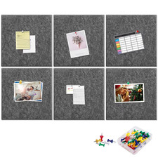Yoillione Felt Pin Board Tiles 30x30cm Grey Acoustic Memo Boards Pack of 6