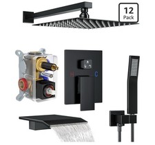10 Inch Shower Faucet Set, Rainfall Shower System with Square Fixed Rain Shower