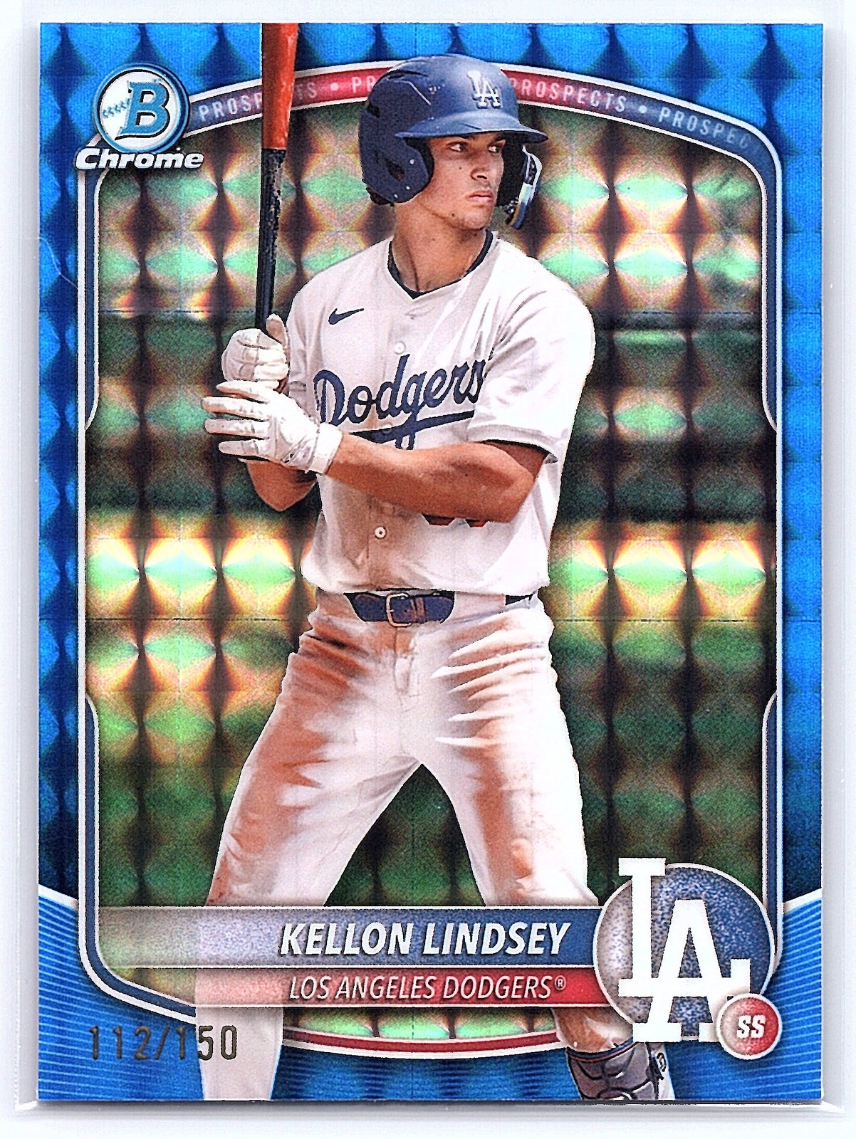 2025 Bowman #BCP-137 Kellon Lindsey Chrome Blue Geometric Refractor #/150