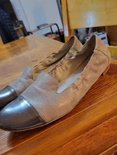 VNTG Glistening Bronze Tan Italian Leather Flats By AGL Attilio Leombruni Sz 8.5