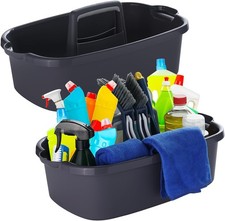 2-Pack Large Gray Cleaning Caddy for Cleaning Supplies with Handle - Portable