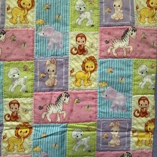 Vintage Precious Moments baby animal quilt - toddler - handmade - 54 x 41