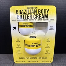 Nutrius Brazilian Body Butter Cream 6 Oz  + 3 Oz 2 Pk Açaí Coconut Oil Guarana