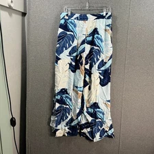 Peace Love World Petite Wide-Les Woven Pants Blue Palm, Petite Medium