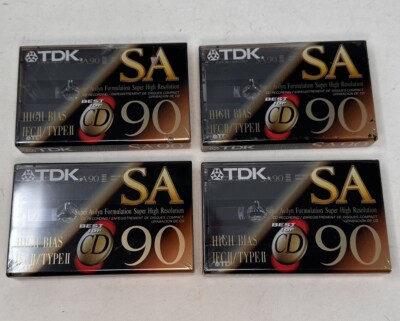 4 TDK SA90 Cassette Tape 90 Minute High Bias Type II Super Avilyn Lot NEW SEALED