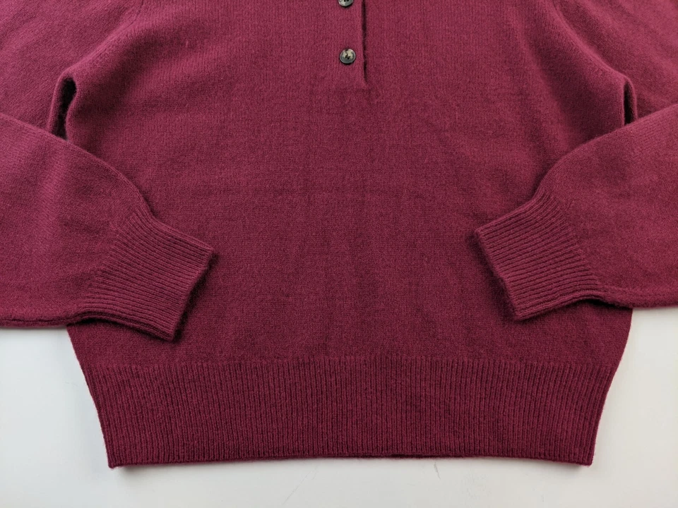 SOLD OUT NYC The Signature Polo in Wine Wool Sweater Women M L Collared - Image 4 of 4