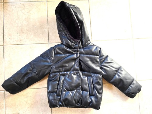 Zara Kids Girl Faux Leather Winter Black Jacket Size 6 - Picture 5 of 5