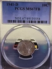 1941 D MECURY DIME PCGS MS 67 FSB --SEE STORE WW1-WW2 MEDALS -RARE COINS