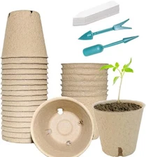 50Pcs Seedling Pots Biodegradable Seed Starting Pot Kits Round Peat Pots