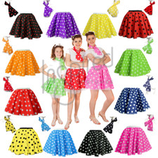 POLKA DOT ROCK n ROLL 50s SKIRT & SCARF FANCY DRESS COSTUME Hen Party ADULTS UK