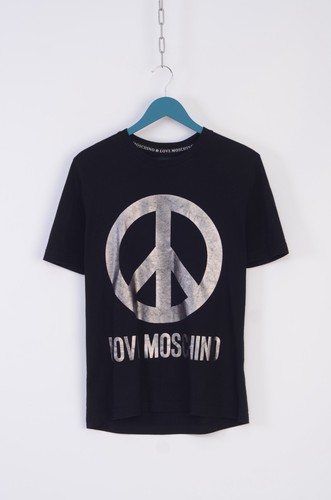 Love Moschino Luxury Men's Black Cotton Big Logo Tee Shirt Size M - Picture 6 of 11