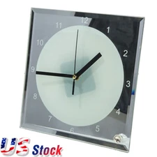 7.8" x 7.8" Sublimation Blank Glass Photo Frame with Clock