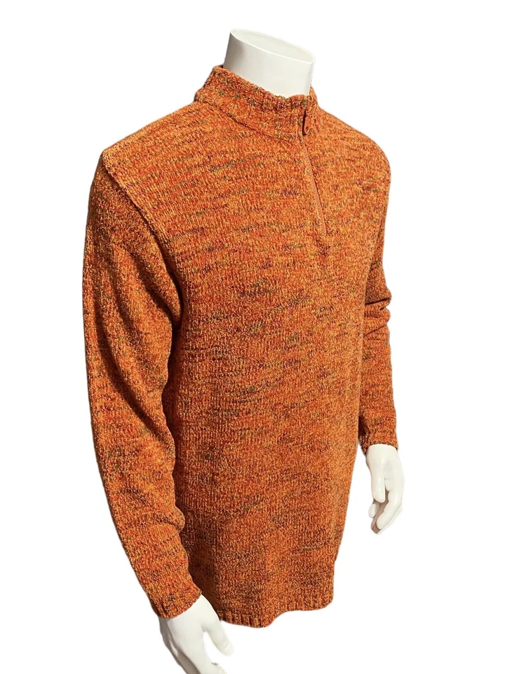 Suéter Crossroads Acrílico Para Mujer 1/4 Cremallera Talla XL Cuello Simulado Grueso Tejido Naranja Foto 4 de 4