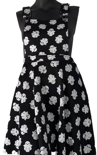 Hot Topic Jumper Dress S Black All Over Ghost Print Y2K Skater Punk Anime Goth - Picture 6 of 14