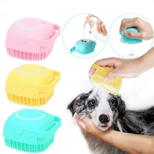 Pet Massage Bath Brush Shampoo Dispenser For Dog Cat Silicone Scrubber Tool