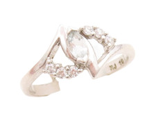 925 Sterling Silver Vintage Ring Designer Cutout Marquise Topaz Sz 10 RG31583