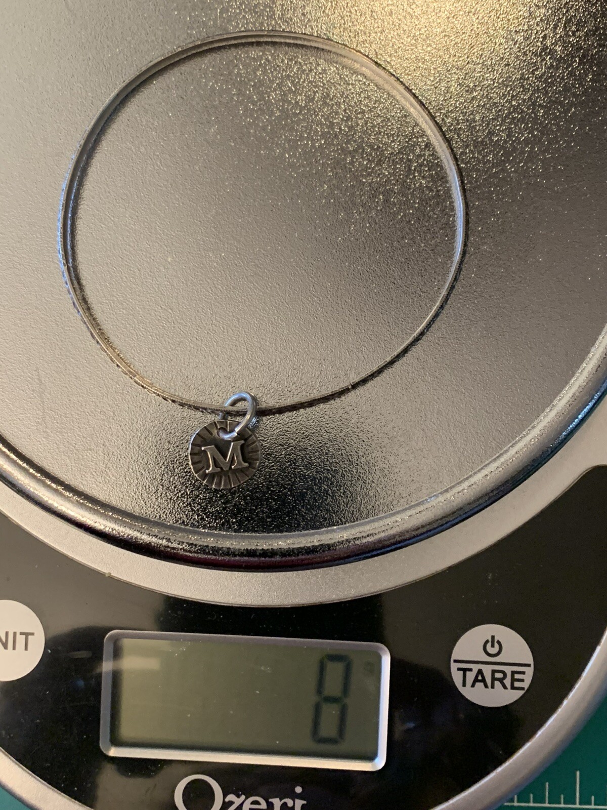 Sterling Silver patterned bangle with "M" letter … - image 1