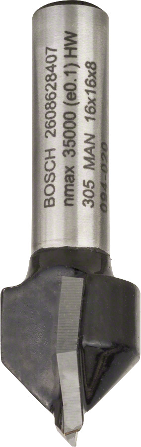 Bosch Professional V-Nutfräser, 8mm, D1 16mm, L 16mm, G 45 mm, 90 Wolframkarbid
