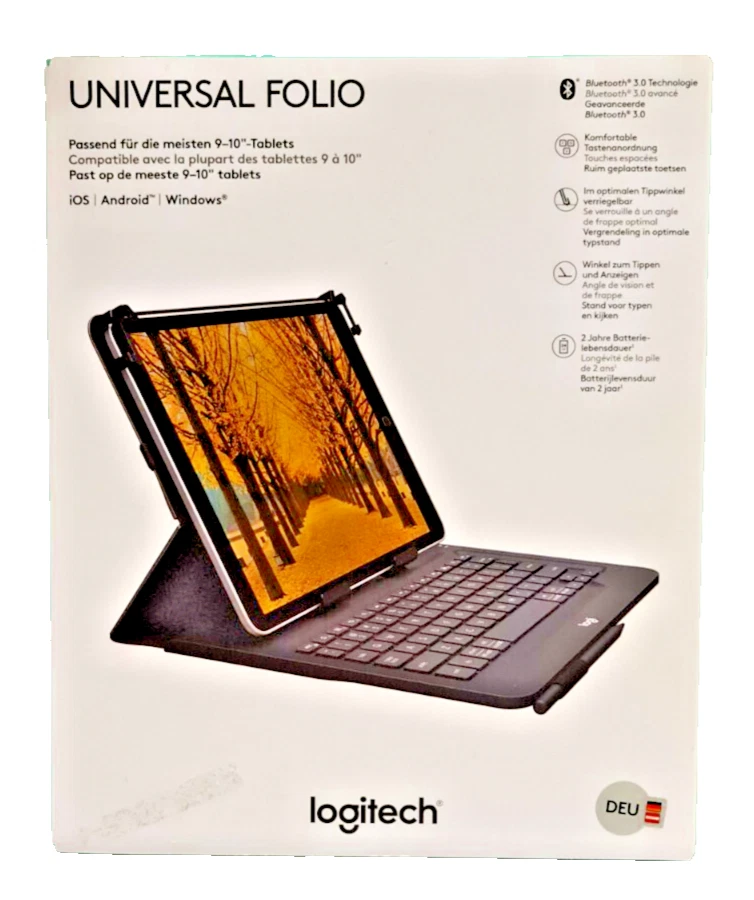 Logitech Universal Folio Tablet-Hülle mit Kabelloser Tastatur| für 9-10" Tablets - Bild 3 von 4