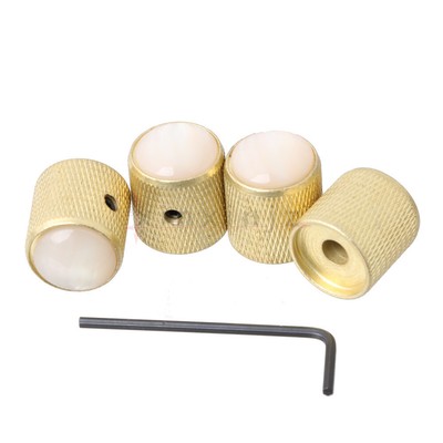 4PCS Volume Tone Control Dome Style Electric Guitar Bass Knobs Gold #T6