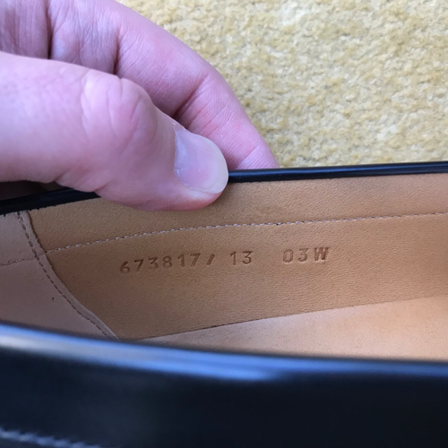 Gucci mocassini nappa scarpe Mongram tela pelle nera uomo UK 13 US 14 47 nuovi - Foto 13 di 15