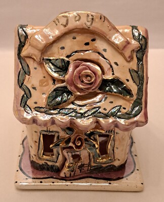 Vtg 2001 Blue Sky Clayworks ''Joy'' Tealight w/Base Heather Goldminc Cottagecore
