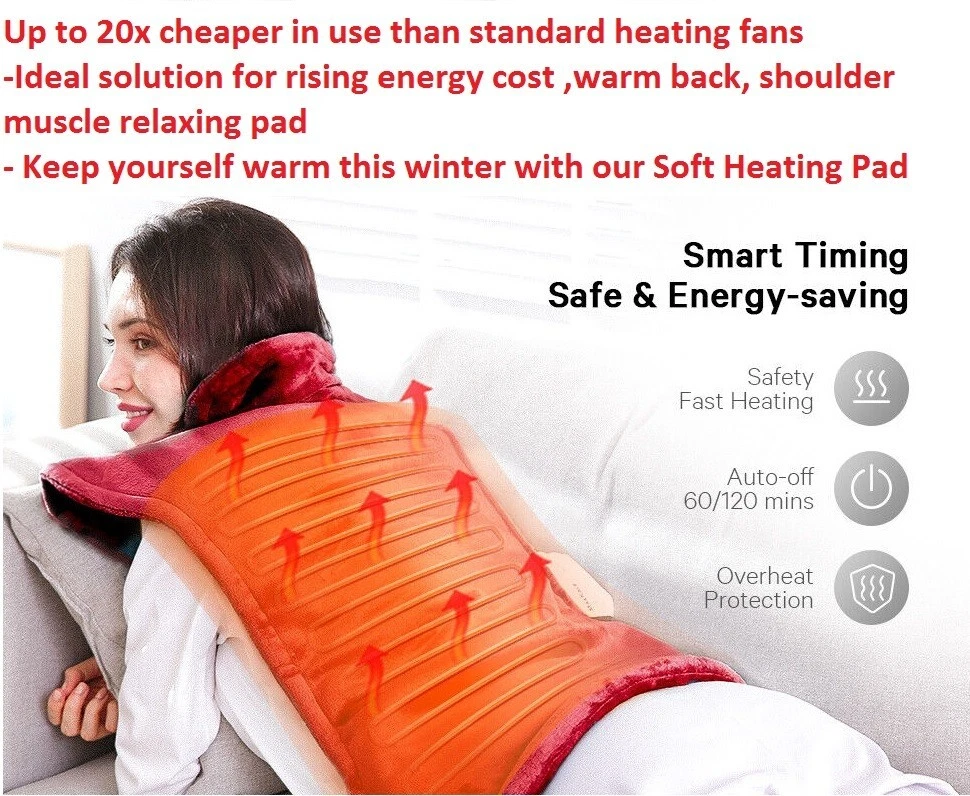 Electric Blanket Back Heat Pad Wrap Muscle Tension Pain Relief Therapeutic  40x90 | eBay