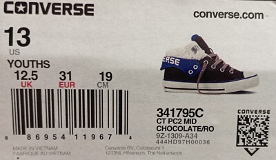 Junior Converse CT PC2 MID mit Fell Winter Sneaker 341795C UK 12,5 EUR 31