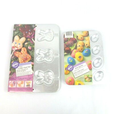 2 Wilton Molds NEW Bunny Cookie Treat Pops & Petite Egg Pan Easter Spring Rabbit