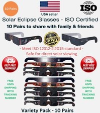 Solar Eclipse Viewing Glasses -CE ISO Certified - 10 Pairs For Friends Fam