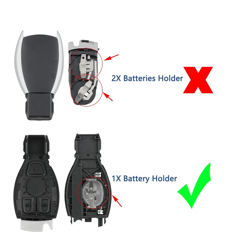 For Mercedes Benz W203 W204 W205 W211 W212 3 Button Remote Key Fob Case + Blade - Image 2 of 4