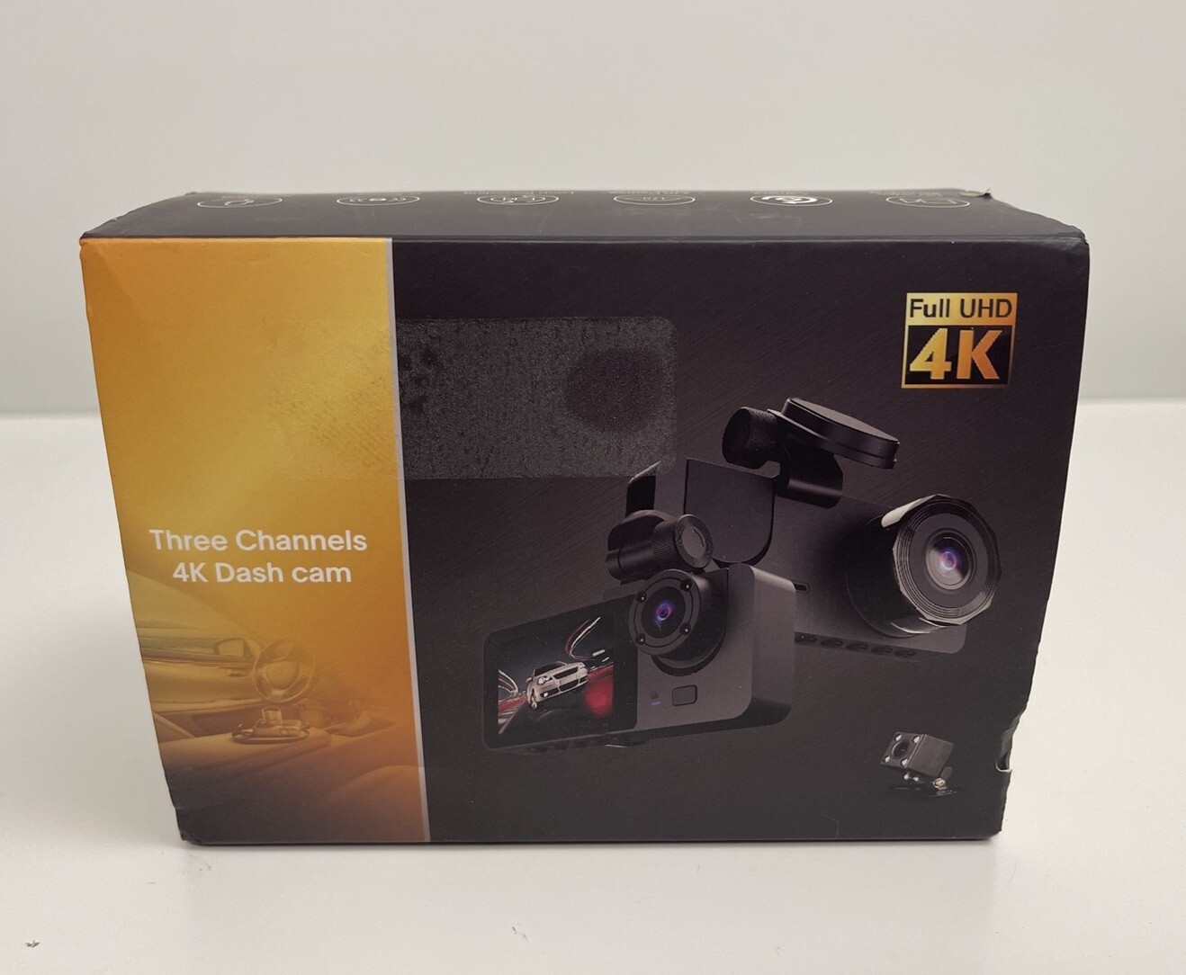 4K Full HD Dash Cam with Front Rear Interior Views Open Box New-image