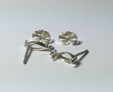 Two Marquise Sterling Silver 2-Prong Earring Settings W/Dangle Loop 4x2-6x3mm 