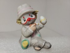 Mini estatuilla vintage de payaso de porcelana vagabundo con huevo de Pascua ENESCO 1987 Li'l
