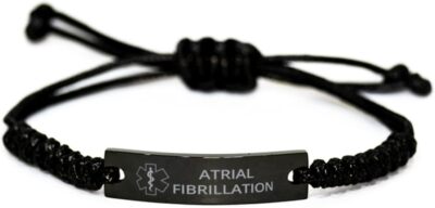 Medical Alert Black Rope Bracelet, Atrial Fibrillation Awareness, SOS  Bracelet