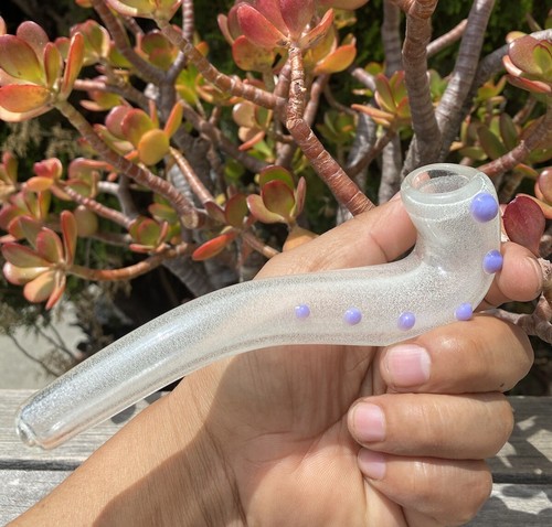 Glow In The Dark Tobacco Glass Sherlock Pipe Purple Marbled. - Picture 4 of 5