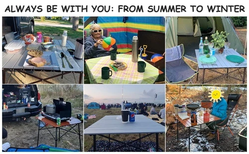 Timber Ridge Folding Aluminium Camping Table w/ Carry Bag 6 People Adjustable - Picture 4 of 11