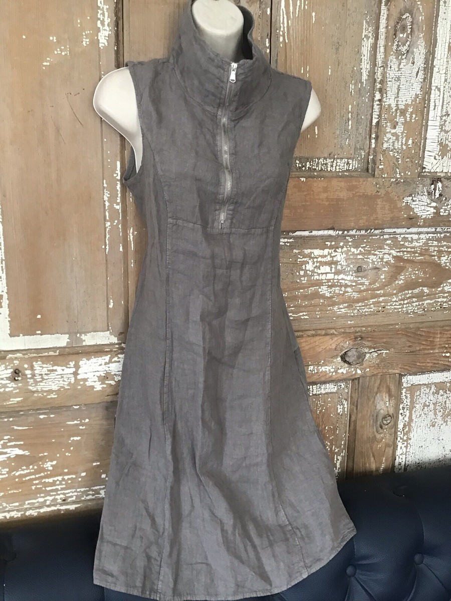 knee length dresses for ladies Lina Tomei Grey Linen dress Size L  The Wardrobe