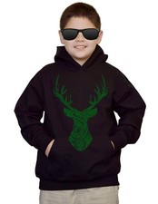 Youth Sketch Deer Kids Black Hoodie Wildlife Hunting Christmas Animal Holiday