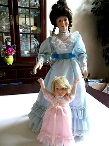 Sandra-Kuck-034-Loving-Steps-034-Mother-amp-Child-Porcelain-Dolls-3-Stands-Reco-1989