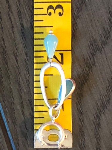VTG Liz Claiborne Silver Small Hoops/Turquoise Blue Dangles Pierced Earrings - Picture 6 of 10