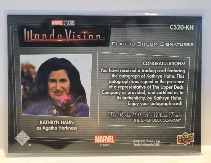 2022 Marvel Studios WandaVision Signature Auto CS20-KH Kathryn Hahn as Agnes - Image 2 of 2