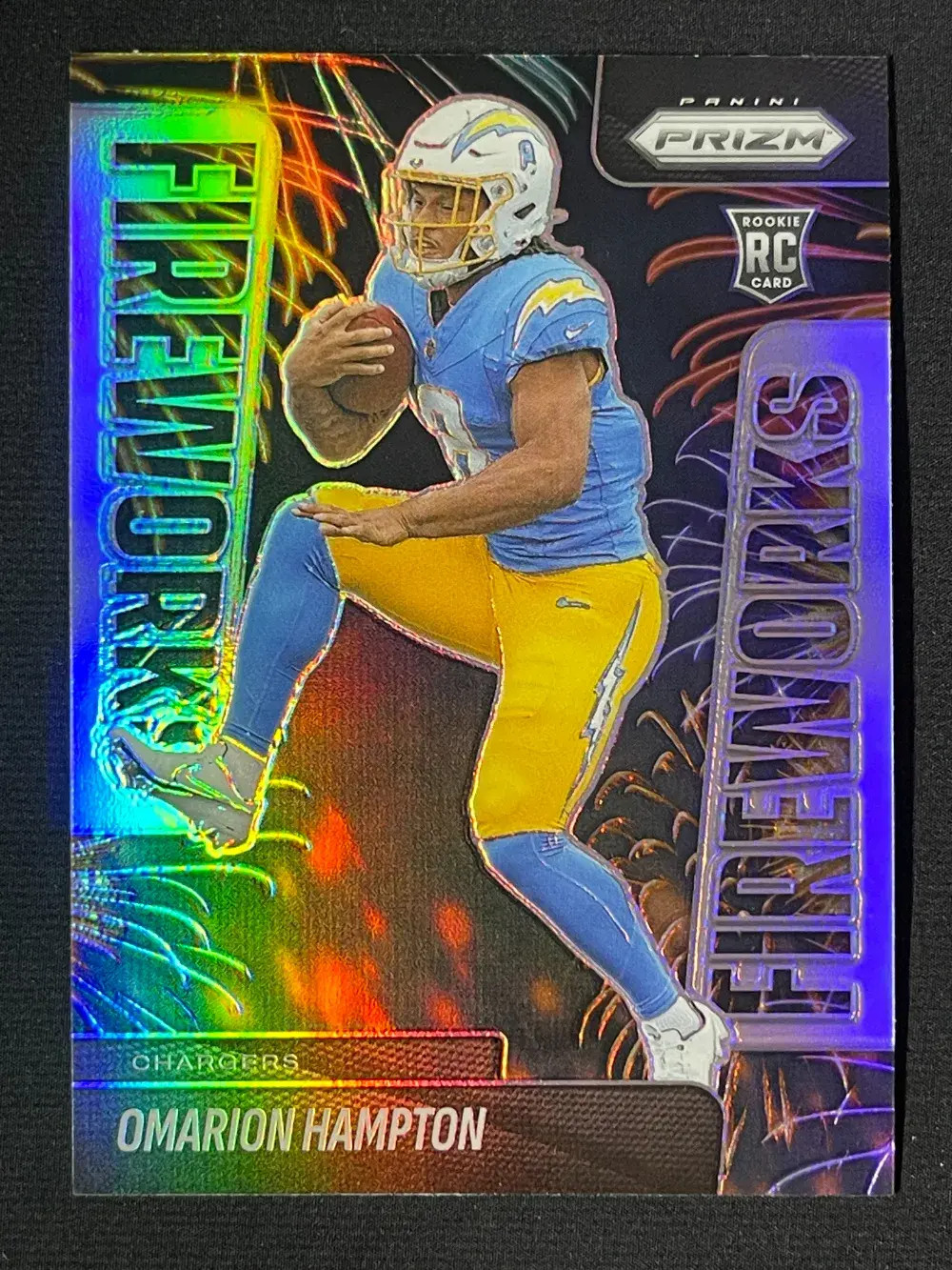 2025 Panini Prizm Rookie Fireworks Silver Prizm #17 Omarion Hampton (RC) YT92