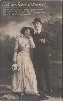 ʘ To the End of the World With You Couple Photo Postcard 1913 Postcard 5454