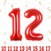 12 Geburtstag Deko Zahlen Luftballon 12 Jahre | Folienballon Rot - FüR 12. Gebur