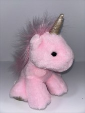 FAO Schwarz Small Pink Unicorn Sparkle Horn Plush Stuffed Animal Toy 7 Inch