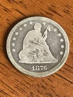 1876 Seated Liberty Quarter Dollar 25C Coin Circulated Uncertified US Type