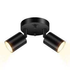 LED 2 Light Track Lighting Kit, LED Track Lighting Fixtures, Black Round Ceil...