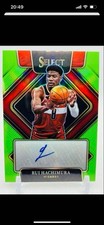 Rui Hachimura 2021 Panini Select Autograph 99 Neon Green Prizm Wizards Lakers