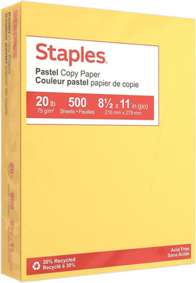 Staples Pastel Color Copy Paper, 30% Recycled, 8.5 X 11 Inch, 20 Lbs